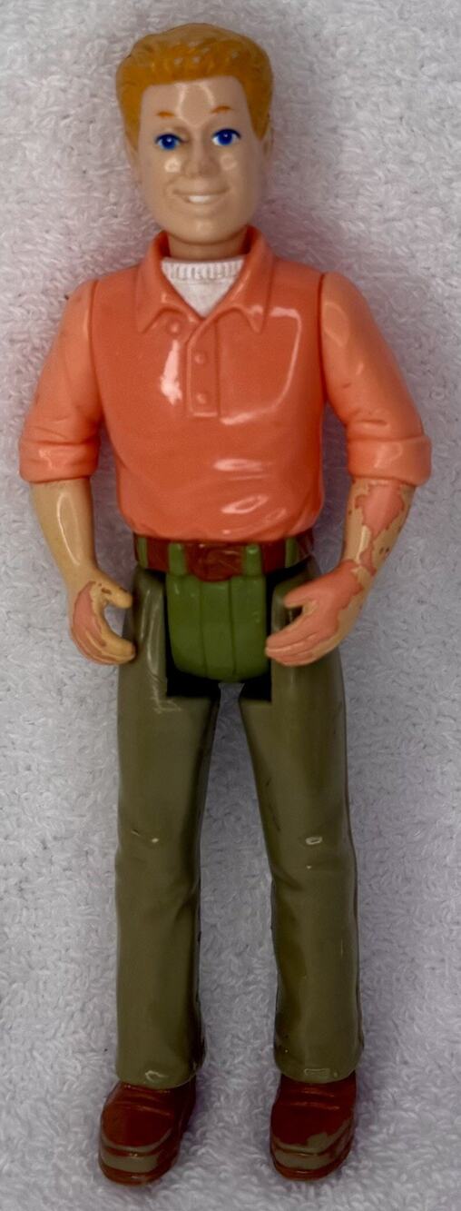 Vtg Playskool Dollhouse Dad Man Pink Salmon Color Shirt Green Pants Blond Doll